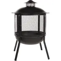 RedFire - Kansas - Noir - Acier - Boule de feu - Cheminée - Acier massif - Diamètre 69cm - Chauffage de terrasse - Cheminée d'ambiance