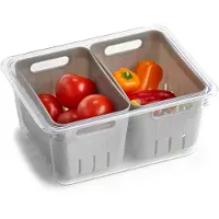 Zeller Organisateur double pour réfrigérateur , en plastique, 22,5 x 17,5 x 10 cm, gris