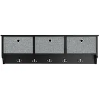 SoBuy Porte-manteaux avec support de rangement - 3 paniers 5 crochets - Noir