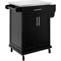 SoBuy Chariot de cuisine avec plan de travail - Avec tiroir et 2 portes - Max. 50KG - 83 x 46 x 90 cm - Noir
