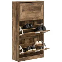 SoBuy Meuble à Chaussures 3 Abattants - Marron