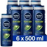 Nivea MEN Energy Shower Gel - 3-in-1 Gel Douche - Shampooing - Prepack - 6x 500 ml