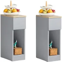 SoBuy Lot de 2 Tables de Chevet avec Tiroir - Gris