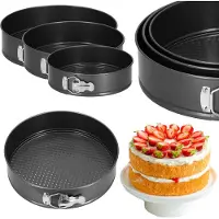 Springos Moules À Gâteaux - - Set De 3 Plaques Rondes - Diamètres 23, 25, 27 Cm - Antiadhésif - Acier