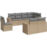 vidaXL Ensemble de jardin canapé 8 pièces avec coussins Beige Poly Rattan
