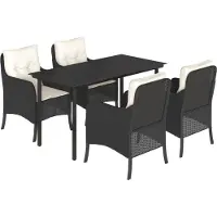 vidaXL Ensemble de jardin 5 pièces avec coussins Noir Poly Rattan
