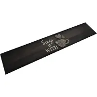 vidaXL Tapis de cuisine lavable imprimé tasse noir 60x300 cm velours