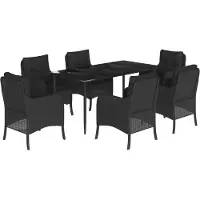 vidaXL Ensemble de jardin 7 pièces avec coussins Noir Poly Rattan