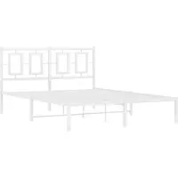 DKD Home Decor Cadre de lit avec tête de lit en métal blanc 140x190 cm