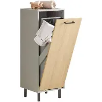 SoBuy Armoire Salle de Bain avec Panier à Linge