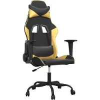 vidaXL Chaise de jeu avec fonction de massage Noir & Or Similicuir