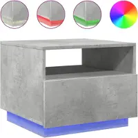 vidaXL Table basse avec lampes LED gris béton 50x49x40 cm