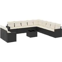 vidaXL Ensemble de 12 canapés de jardin avec coussins noir poly rotin