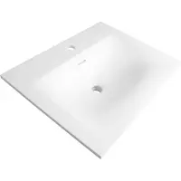 Brauer Glacier Vasque meuble - 60x46x2cm - trop-plein - 1 bassin central - 1 trou de robinetterie - Finestone blanc mat WT-GL601MW