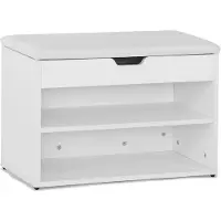 SoBuy Banc de Rangement à Chaussures Blanc avec Coussin