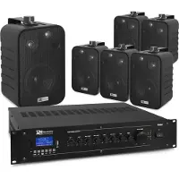Power Dynamics 100V -Lautsprecher Set mit 6 Lautsprechern und Verstärker - Bluetooth - 60W - Schwarz (Passif), Haut-parleur PA, Noir