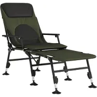 vidaXL Chaise longue de pêche avec pieds réglables en boue, pliable, verte