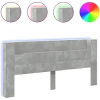 vidaXL Tête de lit LED avec étagère gris béton 220x16,5x103,5 cm