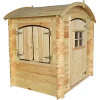 Timbela Maison de jeu en bois pour enfants SANS PLANCHER - Maison de jeu d'extérieur pour enfants - L112xL146xH145 cm/1,1m2 Maison de jeu de jardin - M505-1