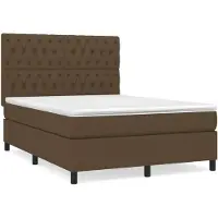 vidaXL Lit boxspring avec matelas Marron foncé 140x200 cm Tissu