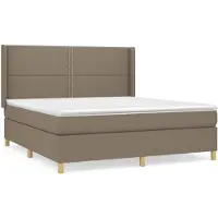 vidaXL Lit boxspring avec matelas Taupe 180x200 cm Tissu
