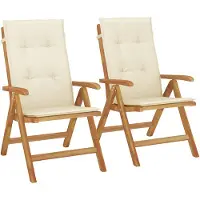 vidaXL Chaises de jardin avec coussins 2 pcs. Bois massif teck