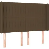 vidaXL Tête de lit avec oreilles brun foncé 147x16x118/128 cm Tissu