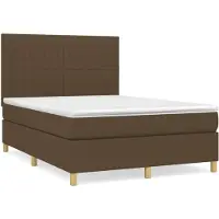 vidaXL Lit boxspring avec matelas brun foncé 140x190 cm Tissu