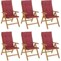 vidaXL Chaises de jardin avec coussins 6 pcs. Bois massif teck