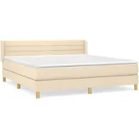 vidaXL Lit boxspring avec matelas Crème 160x200 cm Tissu