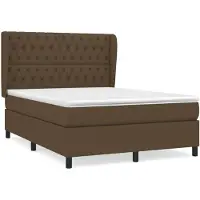 vidaXL Lit boxspring avec matelas Marron foncé 140x200 cm Tissu