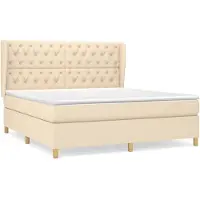 vidaXL Lit boxspring avec matelas Crème 160x200 cm Tissu