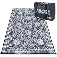 GADGY Tapis d'extérieur Gadgy XXL - Tapis d'extérieur 300x200 cm - Tapis de jardin double face - Tapis de pique-nique noir et blanc - Tapis d'extérieur
