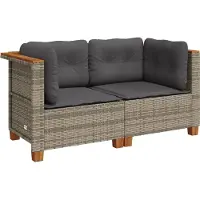 vidaXL Canapés d'angle de jardin et coussins 2 pcs gris résine tressée