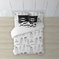 Play Fabrics Batman Features Duvet Cover With Buttons For Bed Of 120 200x200 Cm Blanc