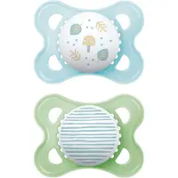 Mam Sucette authentique S157 - avec tétine en silicone Skinsofttm ultra douce 0+ mois Bleu bébé (lot de 2) avec boîte de stérilisateur automatique