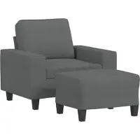 vidaXL Fauteuil avec pouf gris foncé 60 cm Tissu