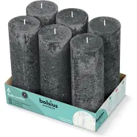 Bolsius Bougie cylindrique rustique 190/68 gris 6 pièces