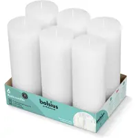 Bolsius Bougie cylindrique rustique 190/68 blanc 6 pi?ces