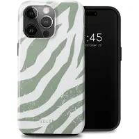 Selencia Coque arrière Vivid pour Apple iPhone 15 Pro Max - Colorful Zebra Sage Green