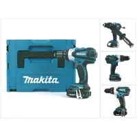 Makita Perceuse-visseuse à percussion sans fil DHP 458 Y1J 18 V 91 Nm dans un coffret Makpac + 1 batterie de 1,5 Ah