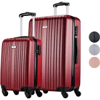 Slazenger Set de valises 2 pièces - Trolley à bagages à main 26L et valise de voyage spacieuse 71L - rouge bourgogne