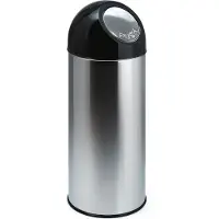 V-Part - Abfallbehälter mit Druckdeckel 55 Liter - Stainless steel Plastic - Edelstahl, Schwarz