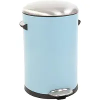 EKO - Belle Poubelle à pédale de luxe 12 litres - Acier Plastique - Bleu clair, sablé