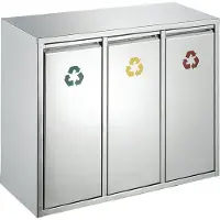 HygieneShopBasics Système de tri des déchets Système de tri des déchets recyclables 3x8 L en acier inoxydable (mat), Poubelle, Argent