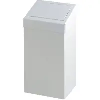V-Part - Poubelle en métal avec clapet à pousser 50 litres - Steel - Blanc