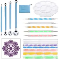 EarKings Pointillés 20 pièces Mandala - Pointillés Nail Art pinceaux pour Dot Painting - Pointillés Mandala y compris Templates EarKings