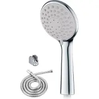 Fuegobird Pomme de douche - avec tuyau et support - 3 fonctions - Douchette à main à économie d'eau - Silver