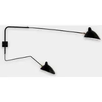 Serge Mouille Applique avec 2 Bras Tournants - 1 Droit - 1 Courbe Black