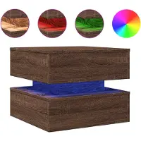 vidaXL Table basse avec lampes LED brun imitation chêne 50x50x40 cm